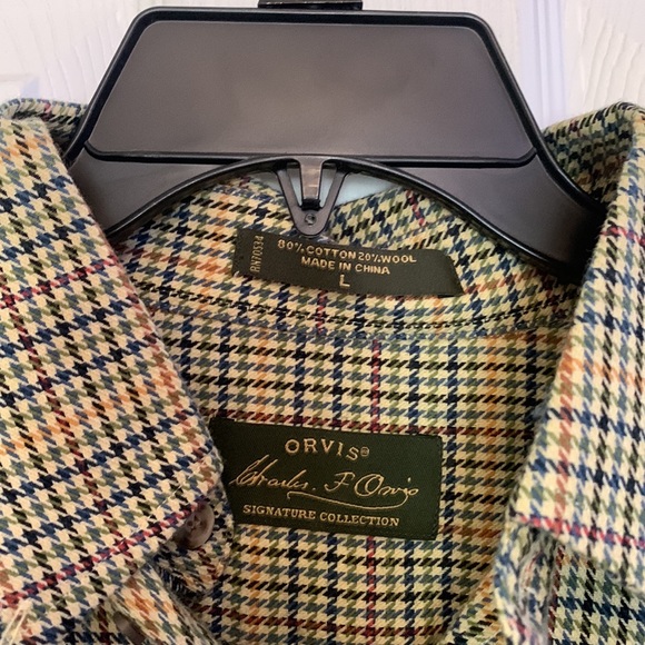 Men’s Orvis long sleeve shirt. 80%cotton/ 20% wool. Size large - Picture 2 of 3